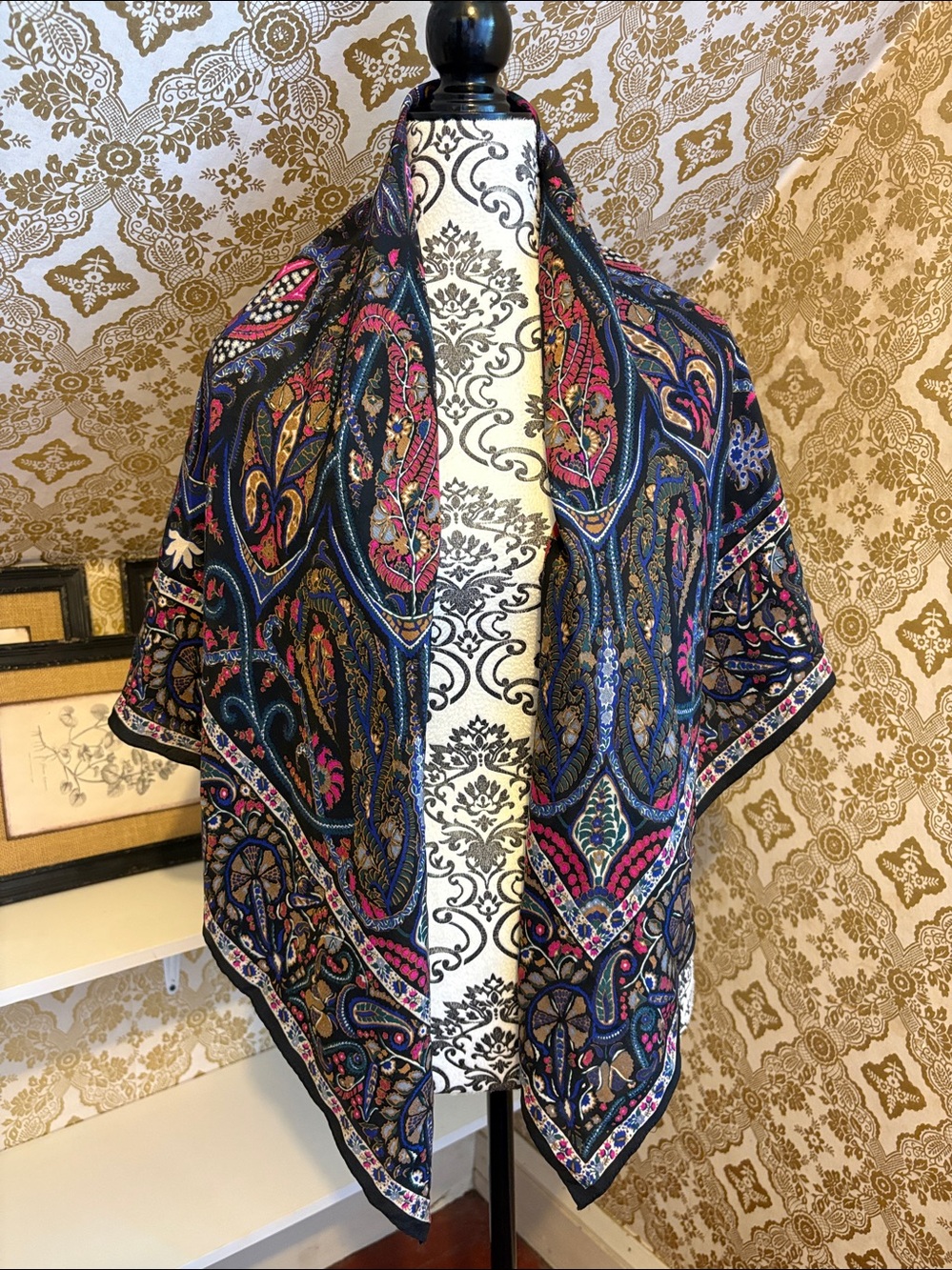 Vintage 100% Silk Bohemian Scarf
